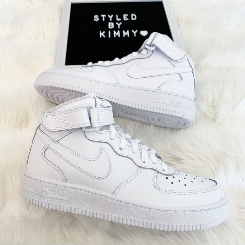 NIKE Air Force 1 Mid Sneakers Shoes White - Picture 4 of 8